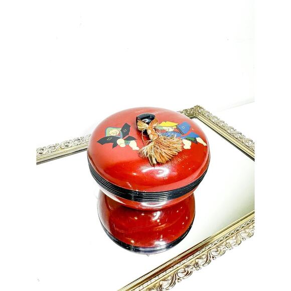 Vintage NYK Shipping Line Japanese Lacquer Powder Bowl, Trinket Box - Picture 2 of 8